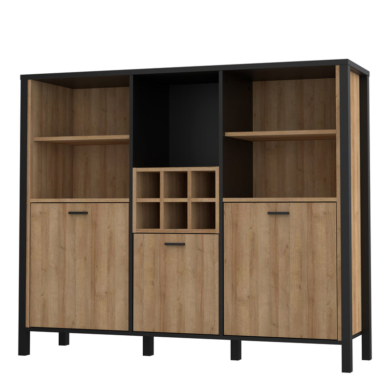 High Rock Shelf Unit in Matt Black/Riviera Oak — detail view
