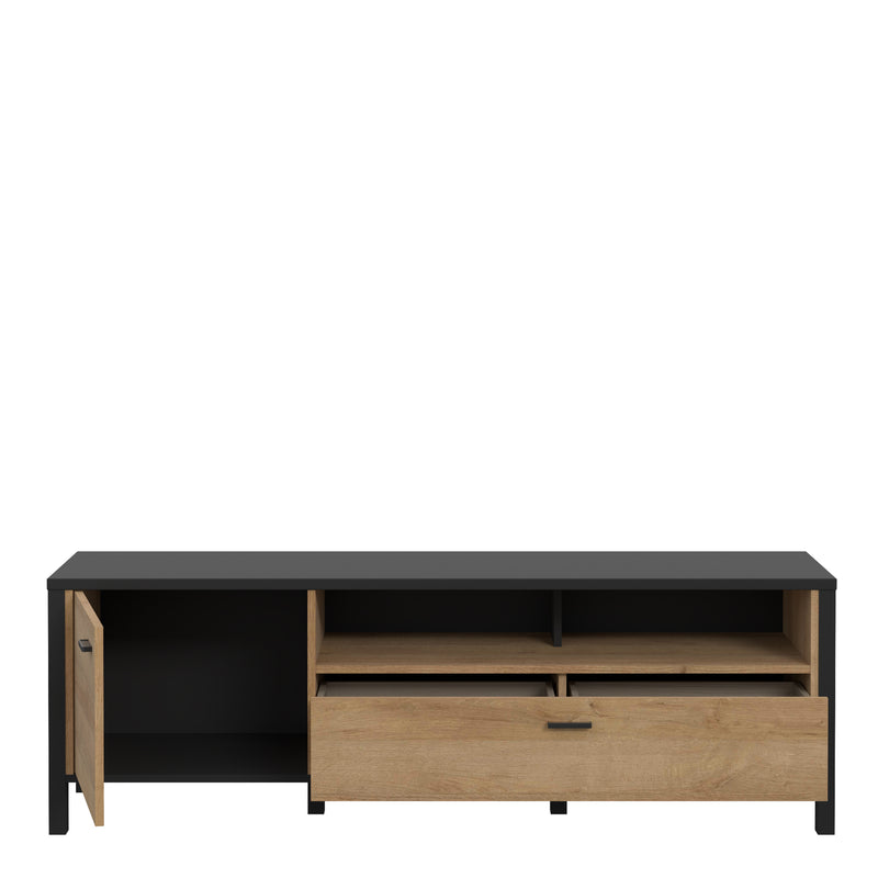High Rock TV Unit in Matt Black/Riviera Oak — alternative angle
