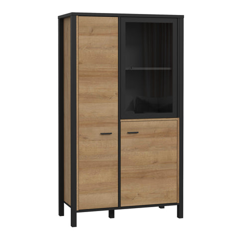 High Rock Small Display Cabinet in Matt Black/Riviera Oak — front view