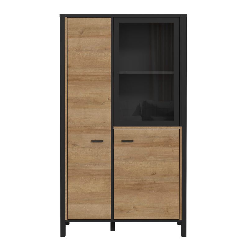 High Rock Small Display Cabinet in Matt Black/Riviera Oak — side angle