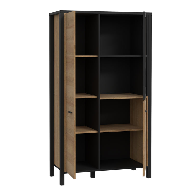 High Rock Small Display Cabinet in Matt Black/Riviera Oak — detail view
