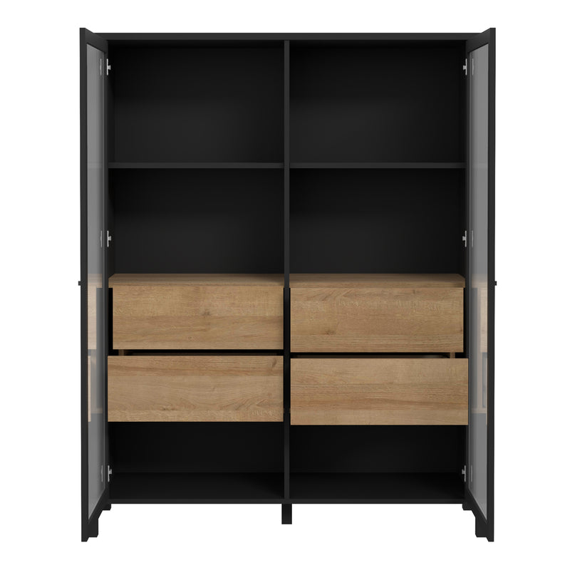 High Rock Extra Wide Display Cabinet in Matt Black/Riviera Oak — alternative angle