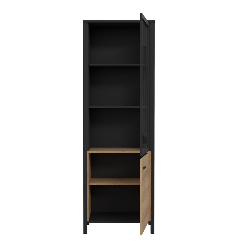 High Rock Wide Display Cabinet in Matt Black/Riviera Oak — alternative angle