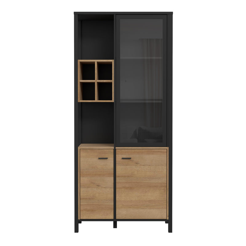 High Rock Display Cabinet in Matt Black/Riviera Oak — side angle