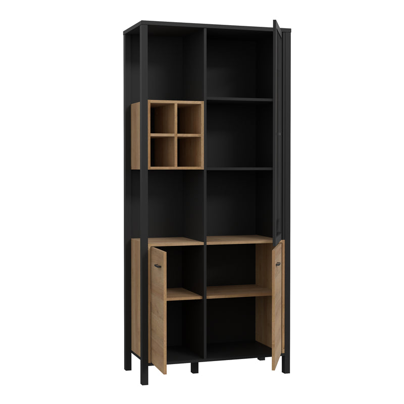 High Rock Display Cabinet in Matt Black/Riviera Oak — detail view
