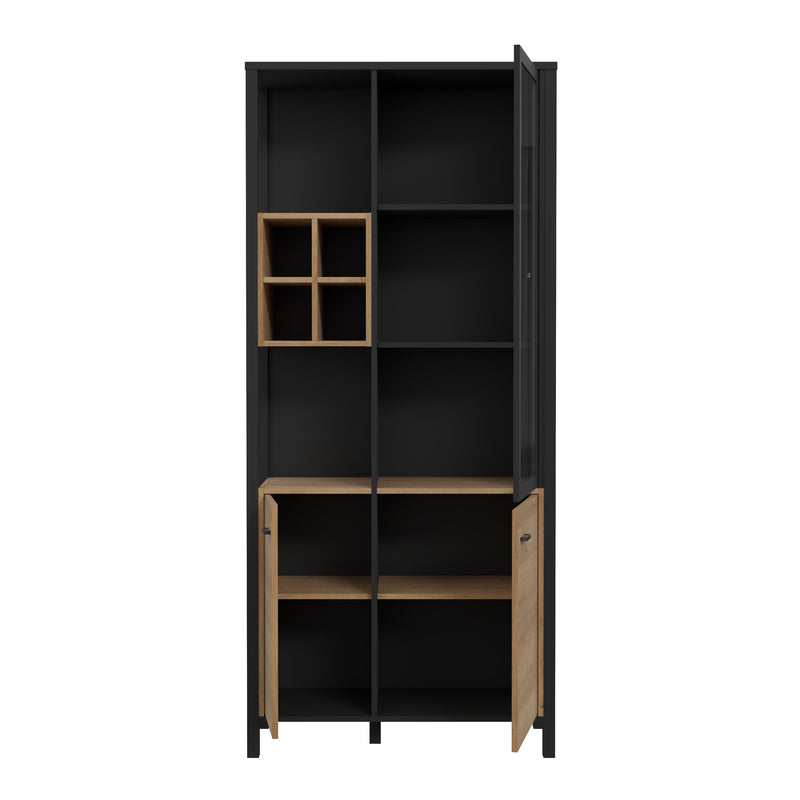 High Rock Display Cabinet in Matt Black/Riviera Oak — alternative angle