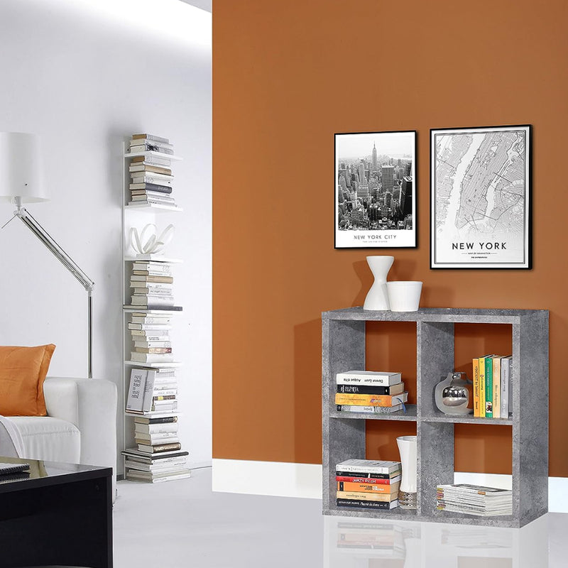 Mauro 2x2 Storage Unit in Concrete Grey — side angle