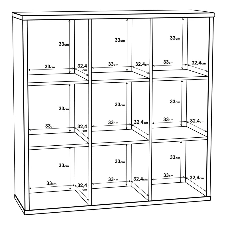 Mauro 3x3 Storage Unit in Sand Oak — room setting