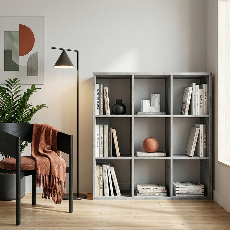 Mauro 3x3 Storage Unit in Concrete Grey — view 3l