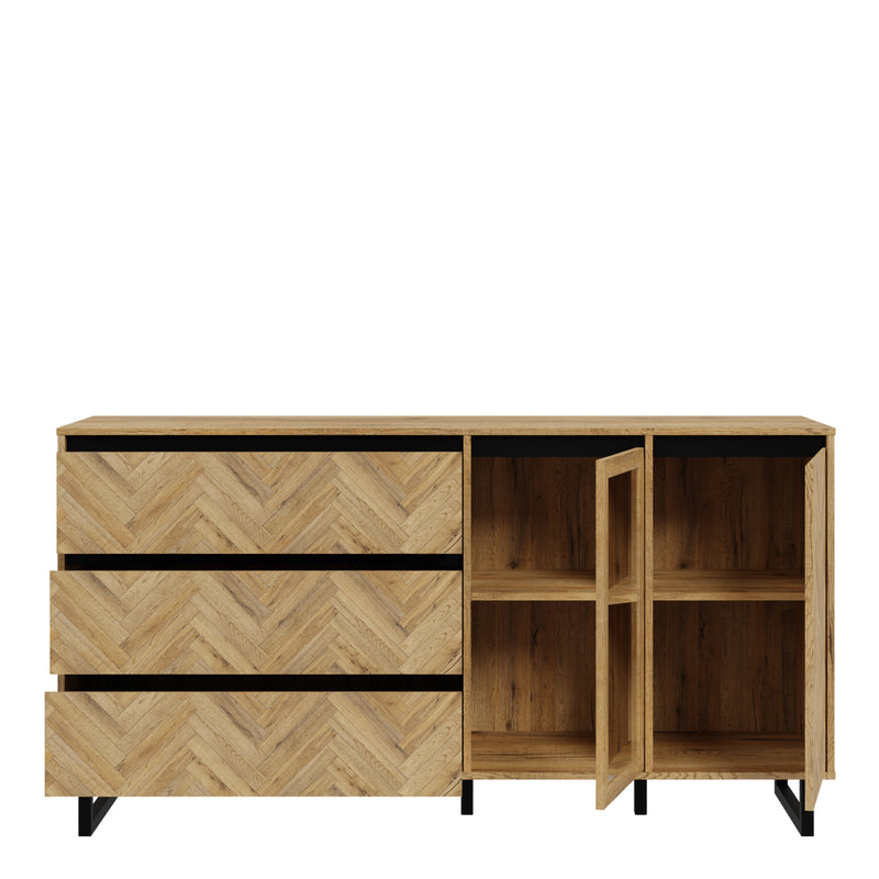 Nikomedes Sideboard in Spica Oak/Matt Black/Bartex Oak — alternative angle