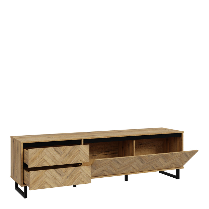 Nikomedes TV Unit  in Spica Oak/Matt Black/Bartex Oak — detail view