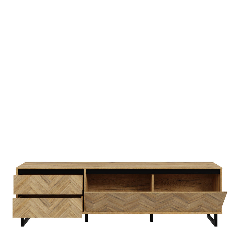 Nikomedes TV Unit  in Spica Oak/Matt Black/Bartex Oak — alternative angle