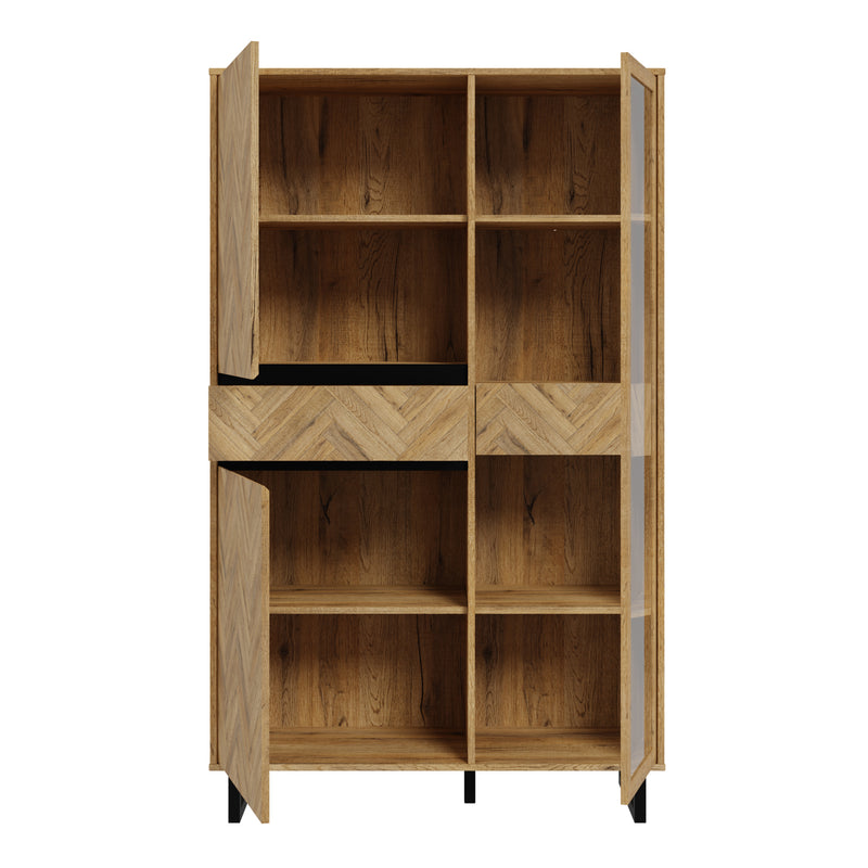 Nikomedes Display Cabinet in Spica Oak/Matt Black/Bartex Oak — alternative angle