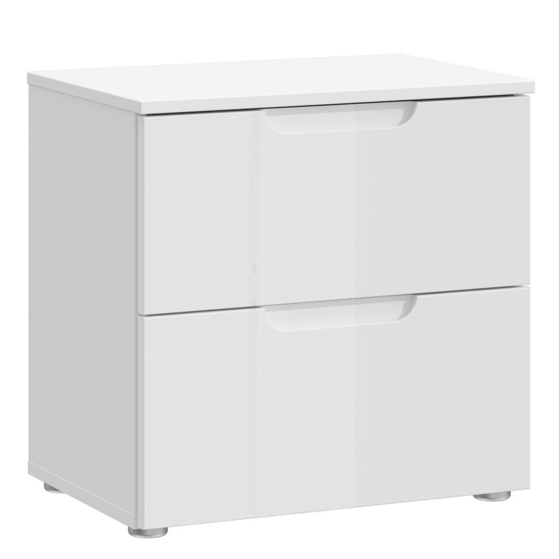 Sienna Bedside in White/White High Gloss — front view