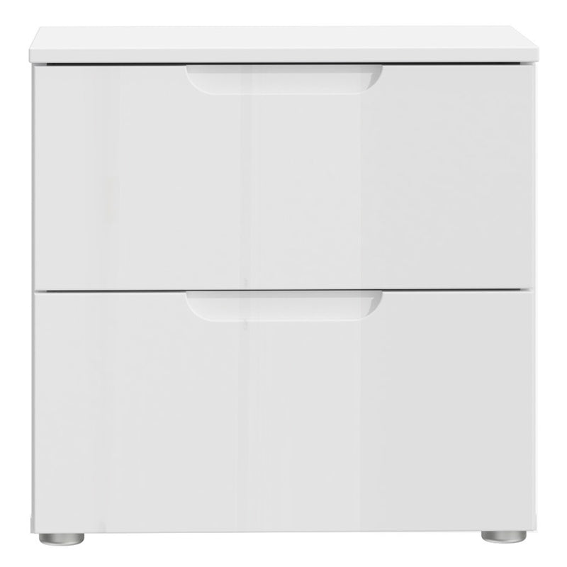 Sienna Bedside in White/White High Gloss — side angle