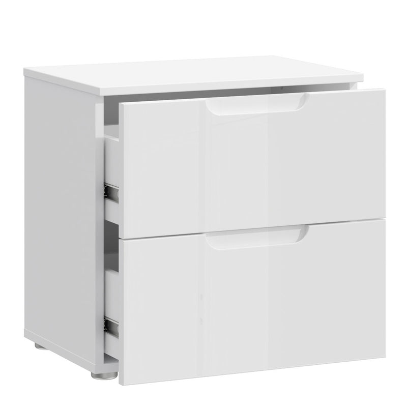 Sienna Bedside in White/White High Gloss — detail view