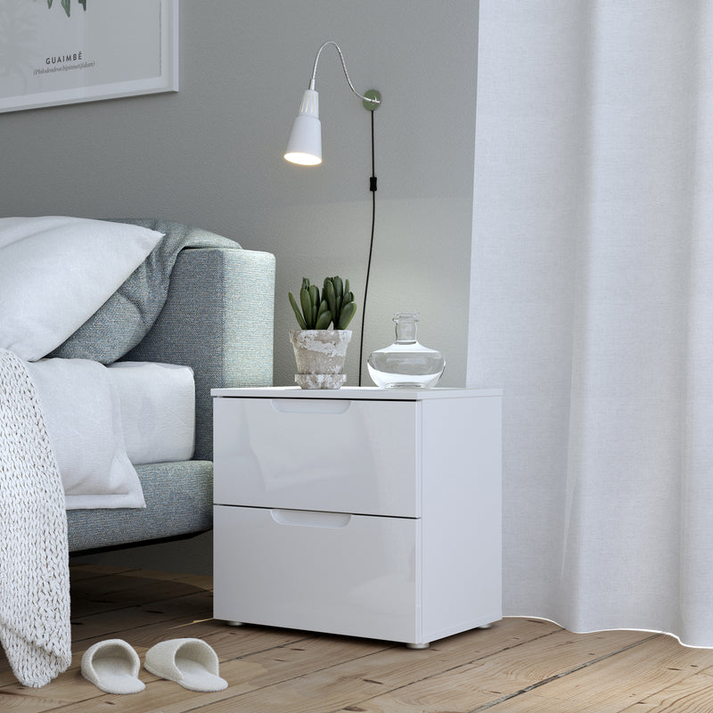 Sienna Bedside in White/White High Gloss — alternative angle