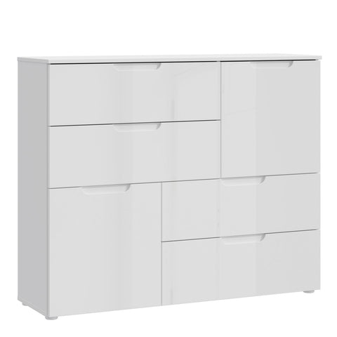 Sienna Abstract Chest of in White/White High Gloss — front view