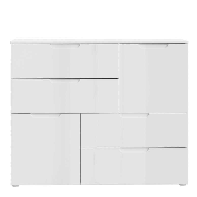 Sienna Abstract Chest of in White/White High Gloss — side angle