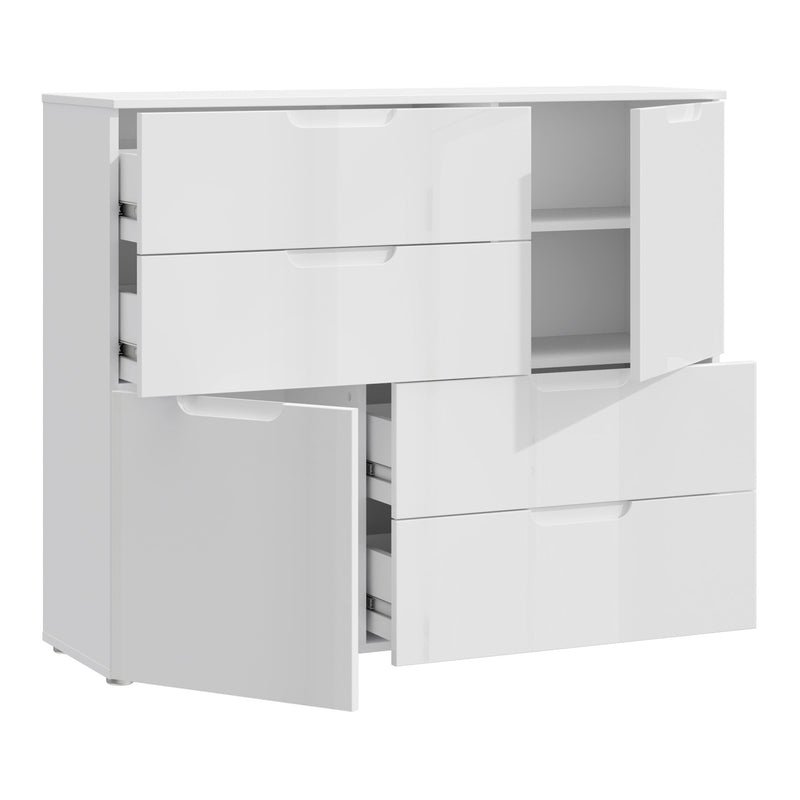 Sienna Abstract Chest of in White/White High Gloss — detail view