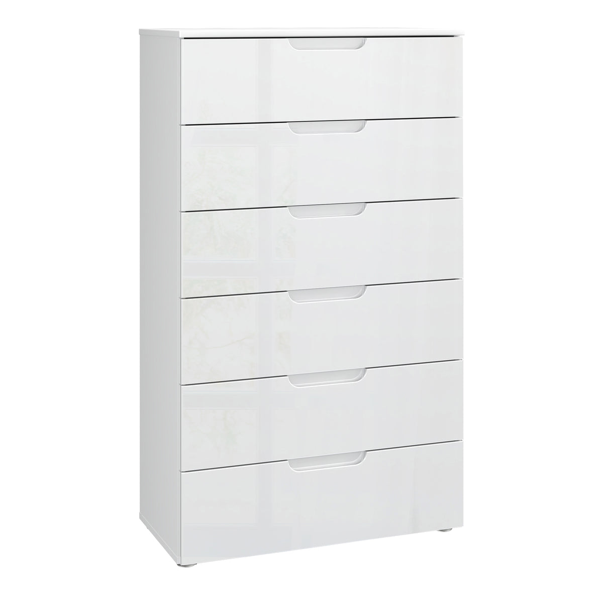 Sienna Chest of 6 Drawers in White/White High Gloss — front view