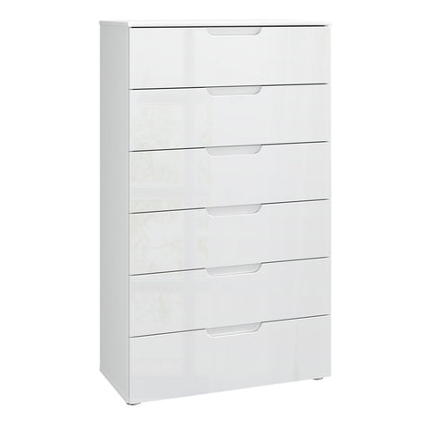 Sienna Chest of 6 Drawers in White/White High Gloss — front view
