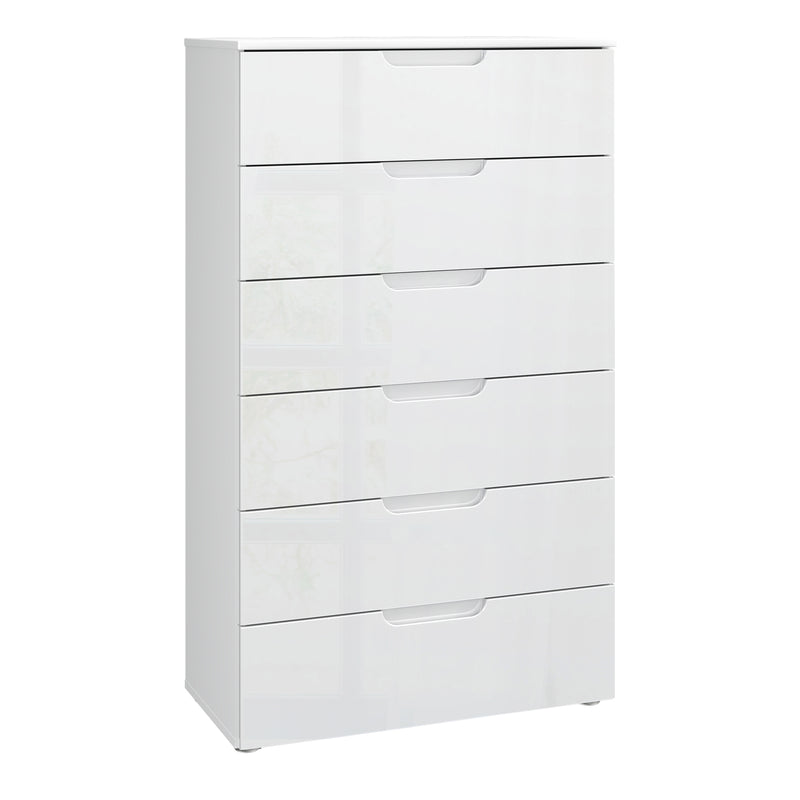 Sienna Chest of 6 Drawers in White/White High Gloss — front view