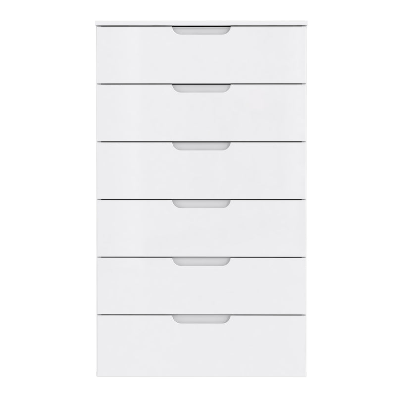 Sienna Chest of 6 Drawers in White/White High Gloss — side angle