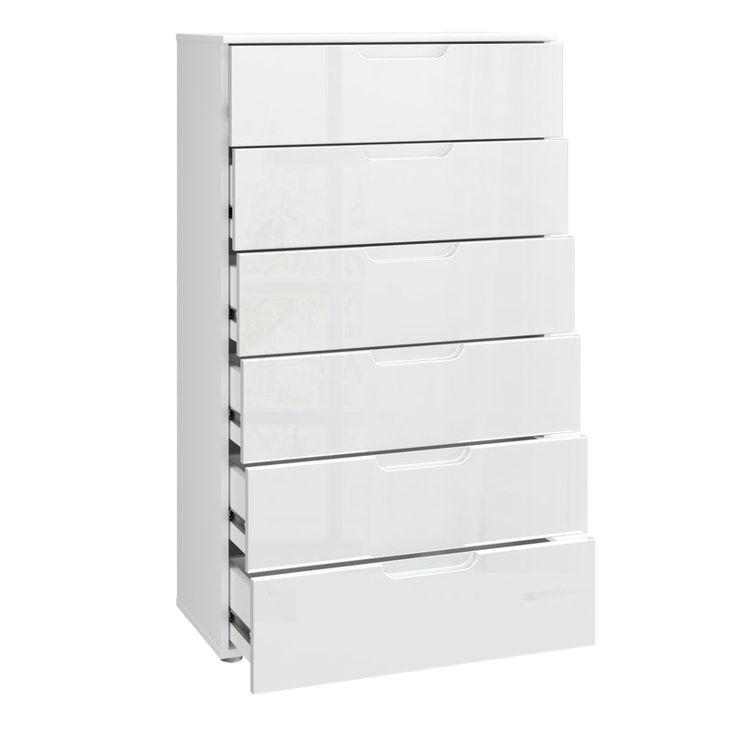 Sienna Chest of 6 Drawers in White/White High Gloss — detail view