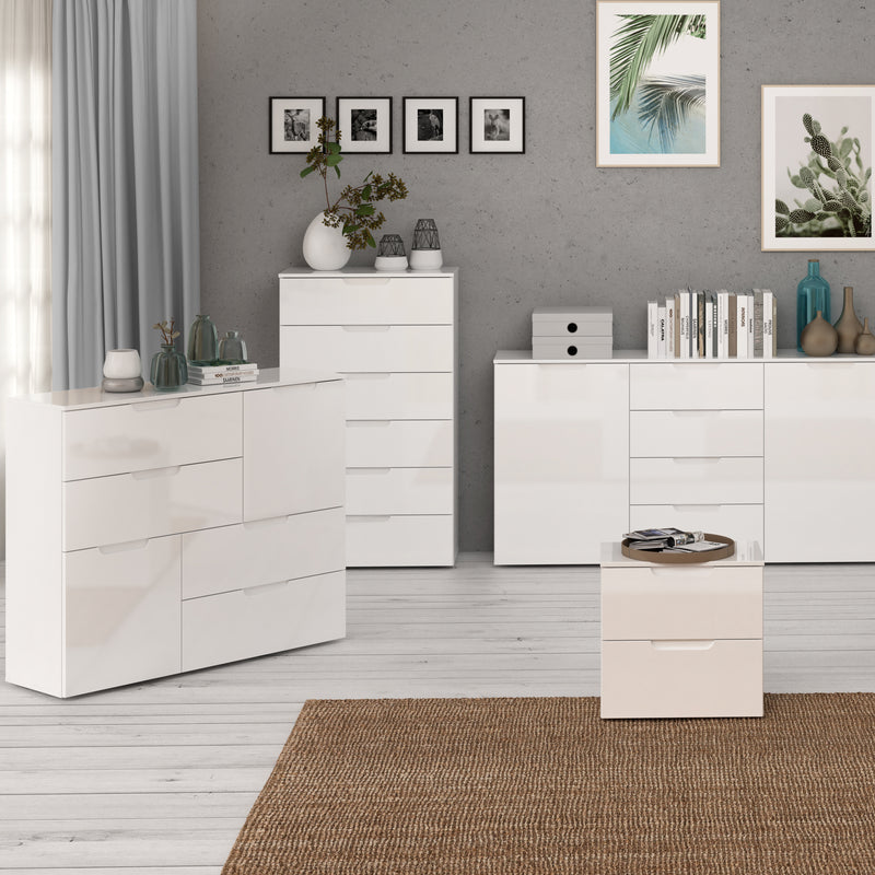 Sienna Chest of 6 Drawers in White/White High Gloss — alternative angle