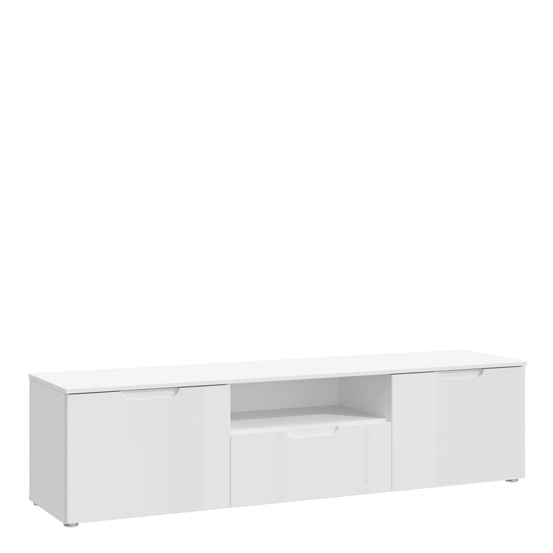 Sienna TV Unit  in White/White High Gloss — front view