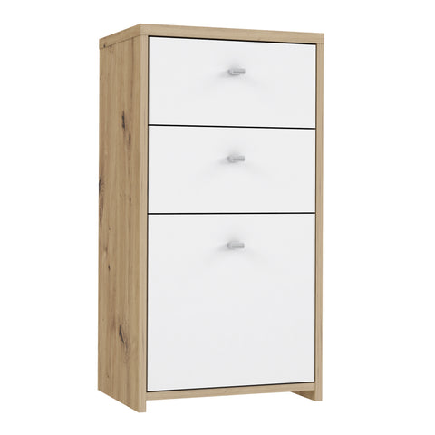 Best Chest Storage Cabinet 2 Drawers 1 Door in Artisan Oak/White — front view