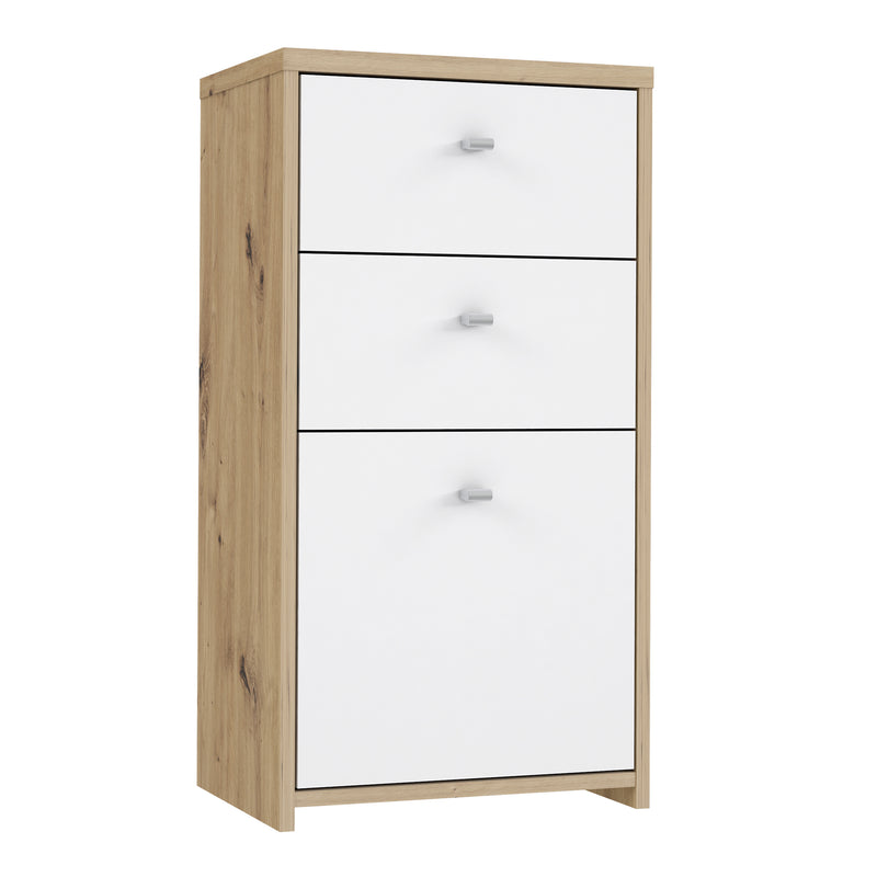 Best Chest Storage Cabinet 2 Drawers 1 Door in Artisan Oak/White — front view