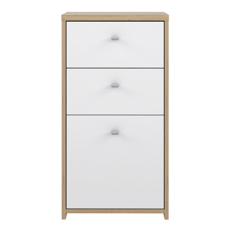 Best Chest Storage Cabinet 2 Drawers 1 Door in Artisan Oak/White — side angle
