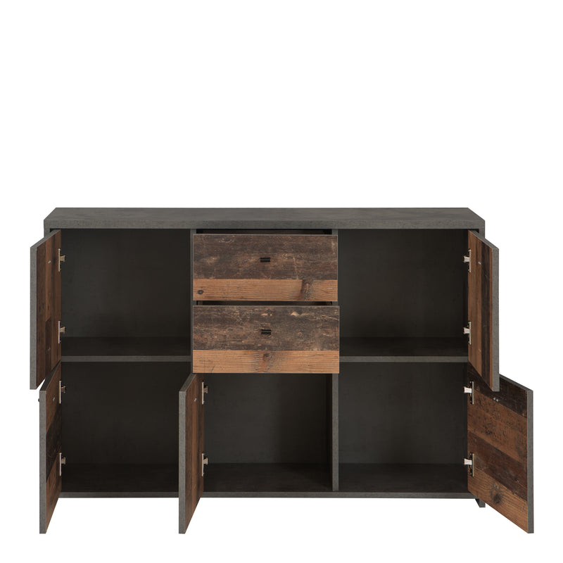 Best Chest Storage Cabinet with 2 Drawers and 5 Doors in Concrete Optic Dark Grey/Old — alternative angle