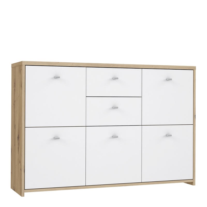Best Chest Storage Cabinet with 2 Drawers and 5 Doors in Artisan Oak/White — front view