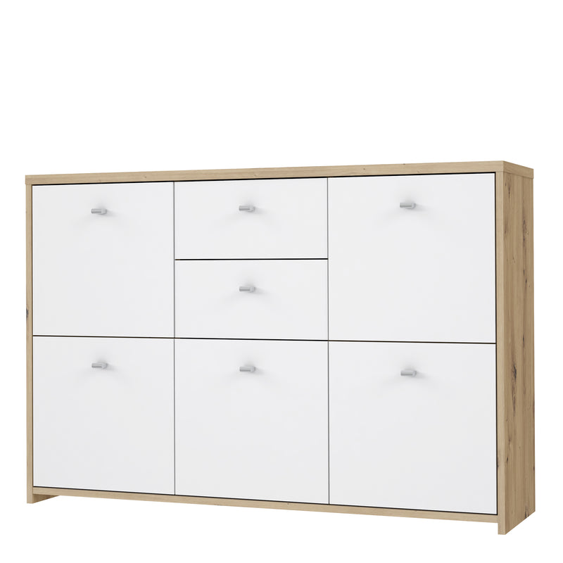 Best Chest Storage Cabinet with 2 Drawers and 5 Doors in Artisan Oak/White — detail view