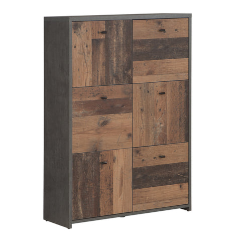 Best Chest Storage Cabinet with 6 Doors in Concrete Optic Dark Grey/Old — front view