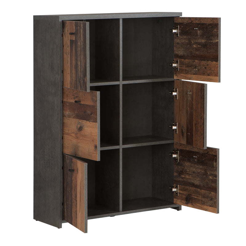 Best Chest Storage Cabinet with 6 Doors in Concrete Optic Dark Grey/Old — detail view