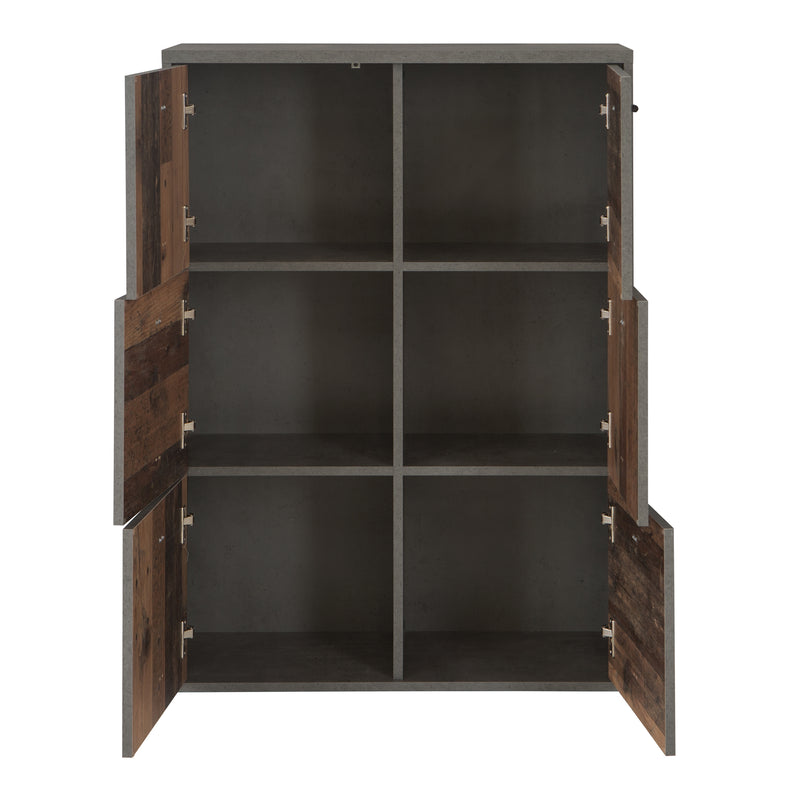 Best Chest Storage Cabinet with 6 Doors in Concrete Optic Dark Grey/Old — alternative angle