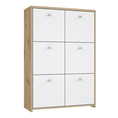 Best Chest Storage Cabinet with 6 Doors in Artisan Oak/White — front view