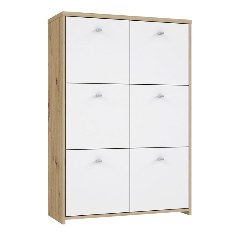 Best Chest Storage Cabinet with 6 Doors in Artisan Oak/White — front view