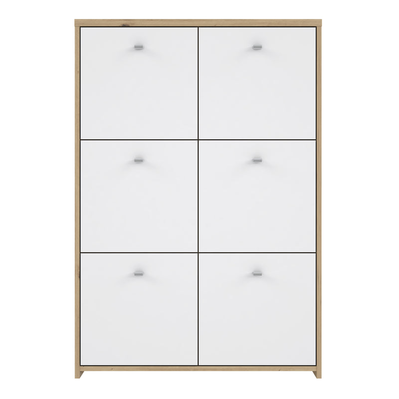 Best Chest Storage Cabinet with 6 Doors in Artisan Oak/White — side angle