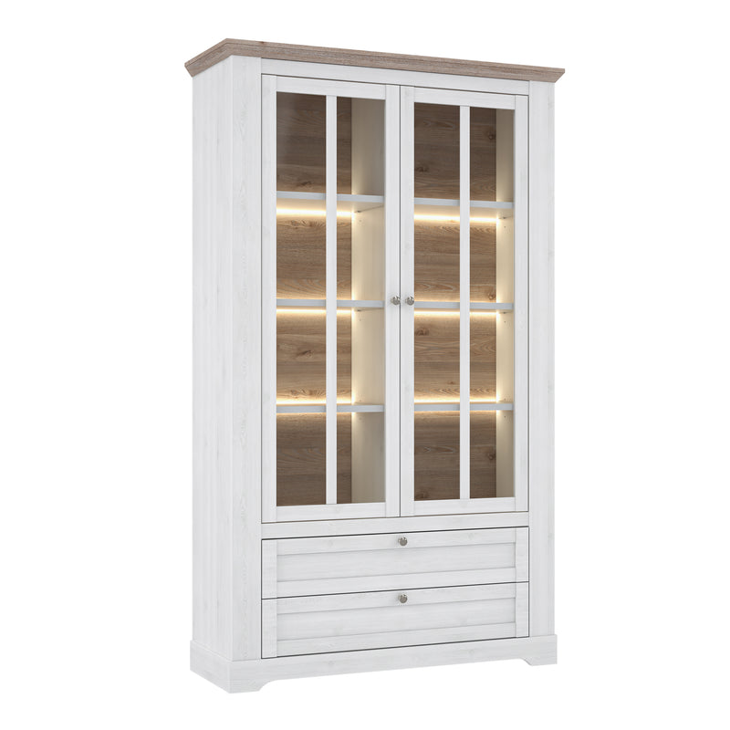 Illoppa Display Cabinet in Snowy Oak/Oak Nelson — front view