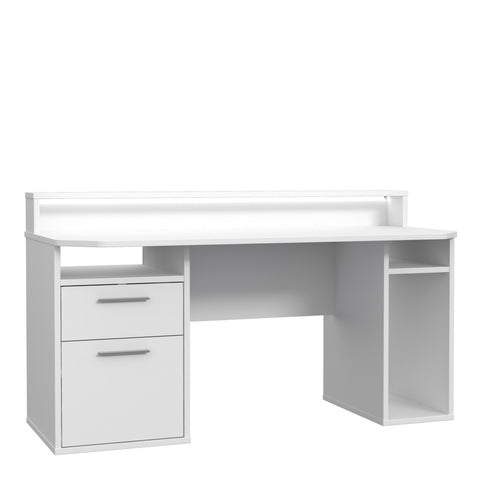 Tezaur White Gaming Desk with Colour Changing LED — front view
