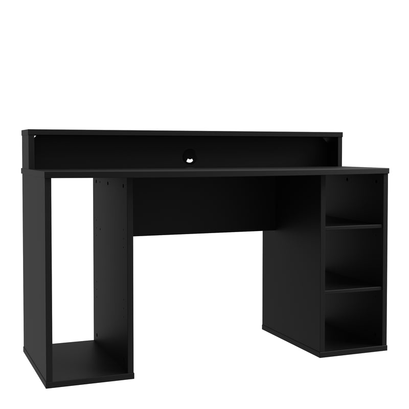 Tezaur Black Gaming Desk with Colour Changing LED — front view