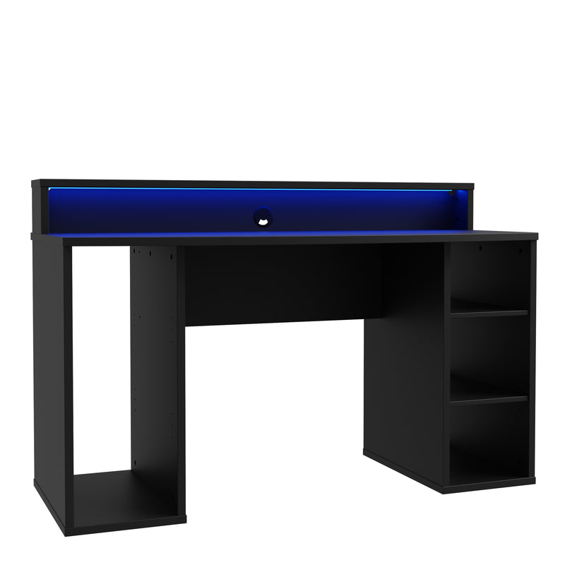 Tezaur Black Gaming Desk with Colour Changing LED — detail view