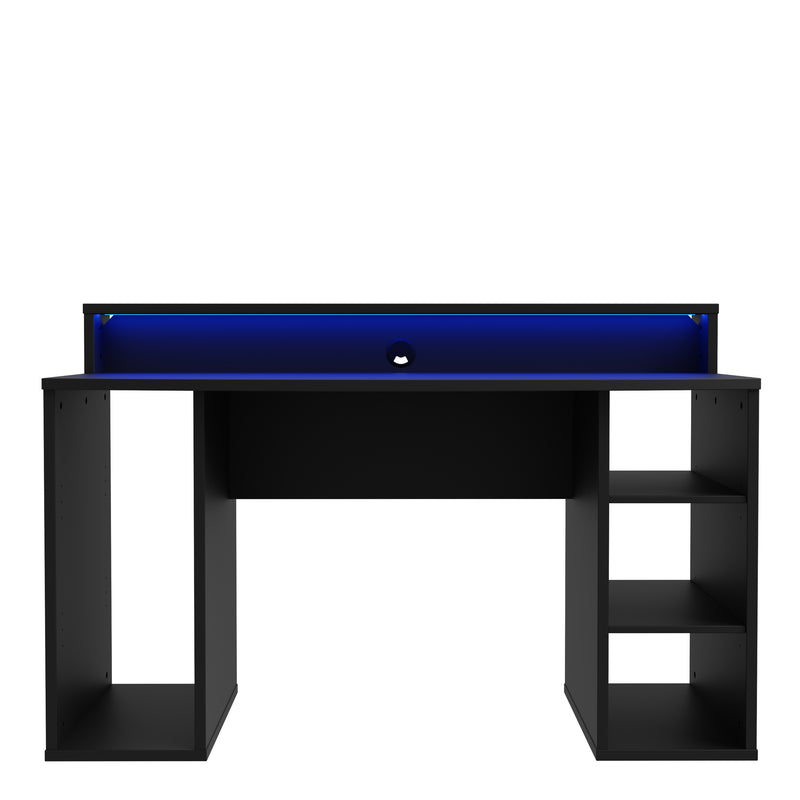 Tezaur Black Gaming Desk with Colour Changing LED — alternative angle