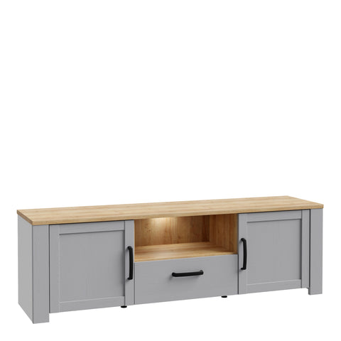Bohol TV Unit Inc. LED Light in Riviera Oak/Grey Oak — front view
