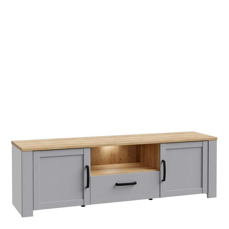 Bohol TV Unit Inc. LED Light in Riviera Oak/Grey Oak — front view